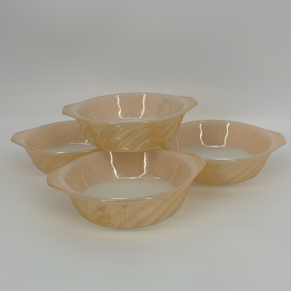 Vintage Set Of 4 Anchor Hocking Fire King Swirl Bowls​​​​​​​​​​